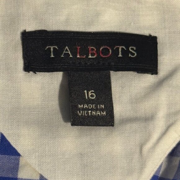 Talbots Lemon Gingham Shift Dress Embroidered Keyhole Back Lined Cotton 16 NWOT - Picture 15 of 16